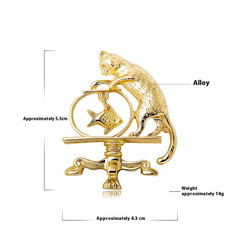 2Pcs Antique Jewelry Cat Vintage Fishing Brooch Personality Zinc Alloy HOT
