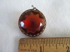 VINTAGE ANTIQUE VICTORIAN CZECH GLASS GARNET NECKLACE PENDANT PARTS OR REPAIR