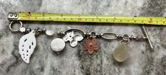 Vintage Lucky Brand Chain w/Charms Flower/Butterfly/Leaf/Asian Diety 6.76” L1