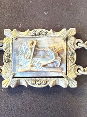 Vtg 30s 800 Silver Italy hand-Carved Cameo Bracelet 7 Greek Gods Days Week