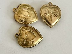 Vintage Puffy Heart Charm, GOLD PLATED Heart, Good Luck Heart Charm, 14 K Plated