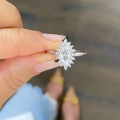 2Ct Marquise Lab-Created Diamond Halo Wedding Anniversary 14K White Gold FN Ring
