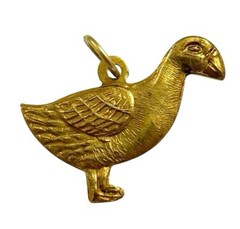 Vintage Brass Charm Duck Goose Pendant Etched Jewelry lucky ducky Charm Gift