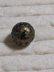 Victorian Bronze Openwork Ball Pendant Over Crystal Ball Very Interesting Piece