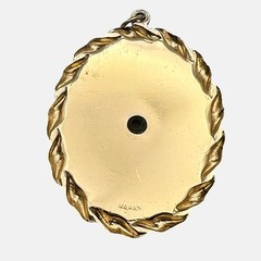 Vintage Japan Opaline Glass Cabochon Pendant Gold Tone Ethereal Retro Chic