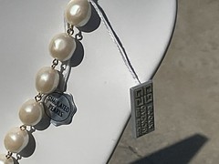 NOS Simulated Pearl + Rhinestone Bijoux GIVENCHY Goldtone Necklace!!!
