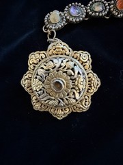 Traditional Afghan MetalWork Sweater Guard With Agate + Other Stones