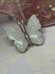Silver Fire Opal Butterfly Anniversary Birthday Wedding White Gift Memorial Brid