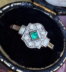 2.12Ct Art Deco Style Lab Created Emerald Anniversary 14K White Gold Finish Ring