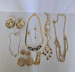 Vtg & Modern Goldtone & Other Jewelry Lot Earrings Necklaces