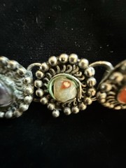 Traditional Afghan MetalWork Sweater Guard With Agate + Other Stones