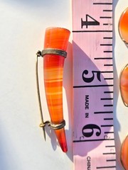 Antique Carnelian Agate Brooch Vintage Link Bracelet Lot 2 Beautiful Pieces