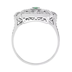 2.84Ct Art Deco Style Green Lab Created Emerald & Diamond 14K White Gold FN Ring