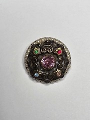 Victorian Revival Brass Alloy Filigree Brooch, West Germany, 1930-40s