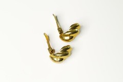 Vintage Christian Dior Gold Tone Modernist Curved Clip-on Earrings
