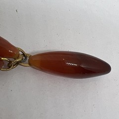 Vintage Art Deco Carnelian Agate Marquise Bead Y Necklace Gold Tone Link 20”
