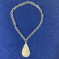 Vintage sarah coventry Teardrop necklace gold Tone Art Deco Pastel Colors Pear