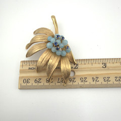 Vintage Mid-Century Blue Opaline Glass Berry Cluster Demi-Parure Set