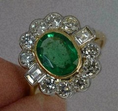 3.25Ct Art Deco Style Lab Created Emerald Wedding Anniversary 925 Silver Ring