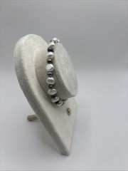 Vintage White Gray 5mm Pearl Bead Bracelet 7.5″