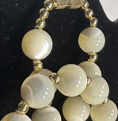 VTG Art Deco Opaline Opalite Opalescent Glass Bead Necklace 29” White