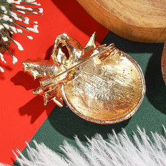 Christmas Rhinestone Brooch Pin 18K Golden Plated Zinc Alloy Festive Party