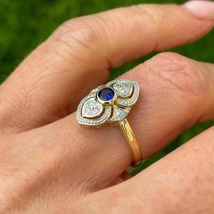 Vintage Art Deco Style Round Lab Created Sapphire Women’s Engagement Silver Ring