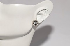 Antique Circa 1900s 14k Gold Top Silver Natural Rose Cut Diamond Earring