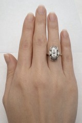 Antique 14k Gold & Sterling Silver Rose Cut Diamond Ring, Size 6