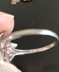 STERLING SILVER MARQUIS GARNET FILIGREE RING SIZE 9 Stamped 925 RJ