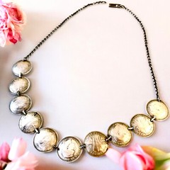 Silver Coins from Australia Necklace Three Pence 1943 Choker 15″