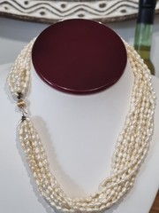 Vintage 1980s 14k Gold 10 strand Cultured Rice Pearl Necklace USA made see Video