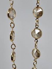 Champagne Crystal Bezel Necklace Gold Tone Vintage 17.5 Inches Sparkly!