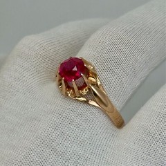 USSR Vintage Original Rose Gold Ruby (lab.made) Ring 583 14K 4.27 g. 12 US