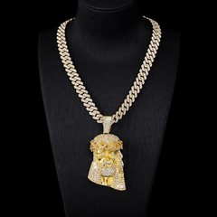Zinc Alloy Diamond-studded Vintage Portrait 24″ Cuban Chain Hip Hop Necklace