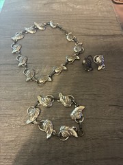 Vintage Dane Craft .925 Steeling Set, Necklace Bracelet & Earrings 66 Grams