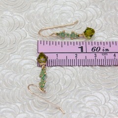Vintage Style Gold Floral Green Crystal Earrings, Gift for Her, Daughter