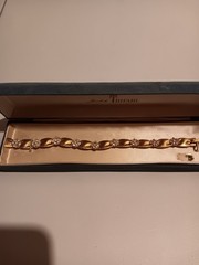 Vintage CROWN TRIFARI Birthday Ribbon Link Clear Rhinestone Bracelet-April!