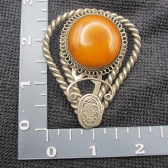 Vintage Dress Clip Faux Stone Bold Statement Twisted Silver Tone Open Work