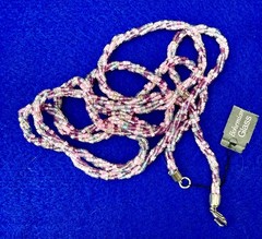 Vintage Czech Bohemian Glass Seed Bead Necklace 48″ Long Pink Purple