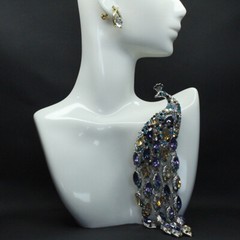 Vintage Long Tailed Multicolor Crystal Peacock Tassel Brooch Accessories Pin