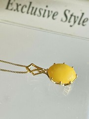 14K Gold Filled Genuine Baltic Amber Necklace Russian Butterscotch Egg Yolk 老琥珀