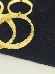 Claudia Lobão Vintage Double Oval Hammered Dangle Earrings 18k