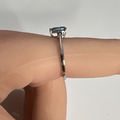 10k White Gold .59 Ctw Pear Shaped Aquamarine & Blue Tourmaline Ring Sz 8 TGGC