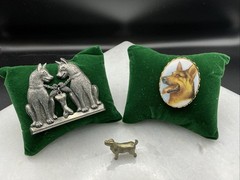 Vintage Dog German Shepherd Brooch Mix And Miniature Pewter Hound Lot