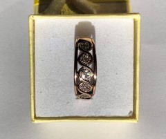 Vintage Handmade Rose Gold Ring with 35x Pavé Set Diamonds, Size O (17.35mm) 4g