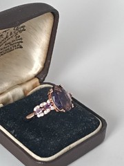 Vintage 1990-s 14 Ct Rolled Gold Amethyst Ring UK S 1/2, US 9 1/4- Hallmarked!