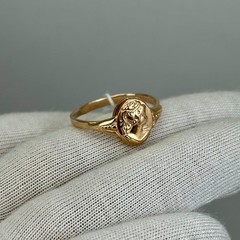 USSR Vintage Original Solid Rose Gold Ring “CAMEO” 583 14K 2.74 g. 7,75 US