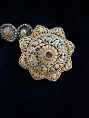 Traditional Afghan MetalWork Sweater Guard With Agate + Other Stones