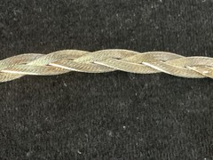 7.5” Milor Italy Gold Tone ETCHED BRAIDED Sterling Silver Bracelet Herringbone